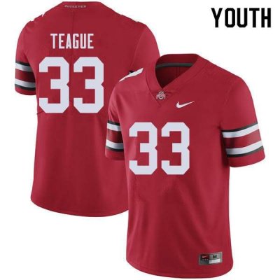 NCAA Ohio State Buckeyes Youth #33 Master Teague Red Nike Football College Jersey IRR8845KA